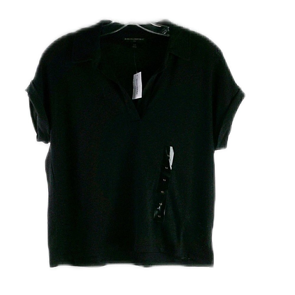 Banana Republic Factory - Black V-Neck Burnout Top - Size XS
